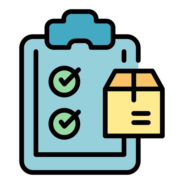 Lista de verificación paquete icono contorno vector Caja de entrega Servicio expreso color plano