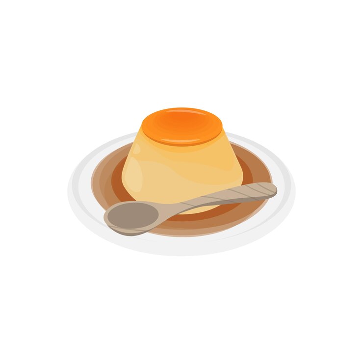 Listo para comer el logotipo de la ilustración del pudín japonés Purin