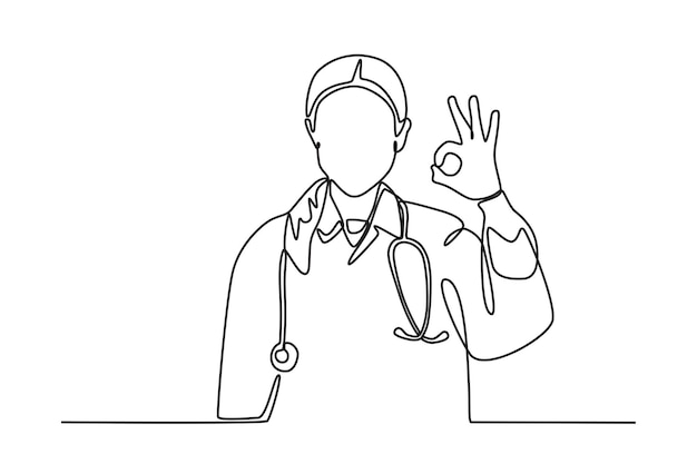 Listo para curar a los pacientes Dibujo en línea del día nacional del médico
