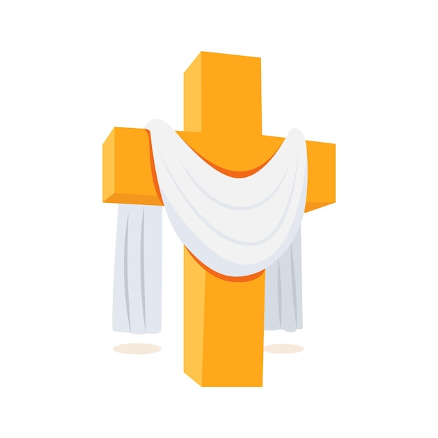 Listo para usar el icono 3D de la cruz del Calvario con drapeo