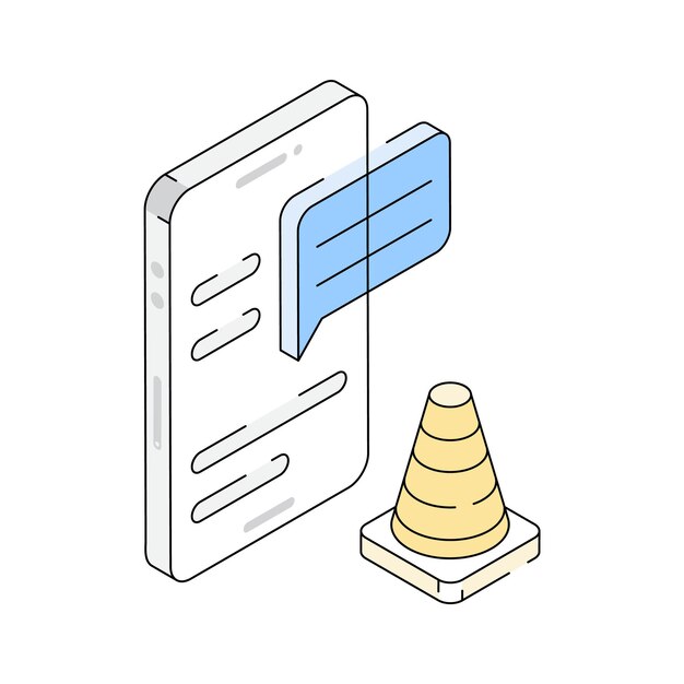 Listo para usar icono de contorno isométrico que denota el mensaje del día del trabajo