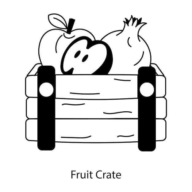 Listo para usar el icono de garabateo de la caja de frutas