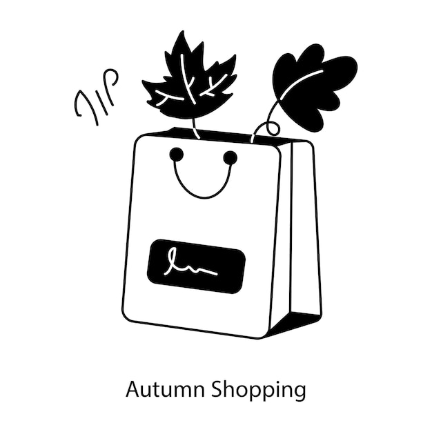 Listo para usar el icono de garabateo de las compras de otoño