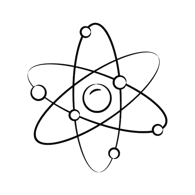 Listo para usar el icono de garabateo que representa la estructura atómica