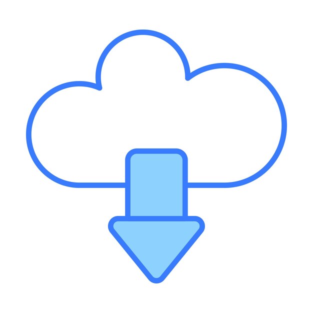 Listo para usar el icono plano de descarga de la nube en estilo editable para uso premium