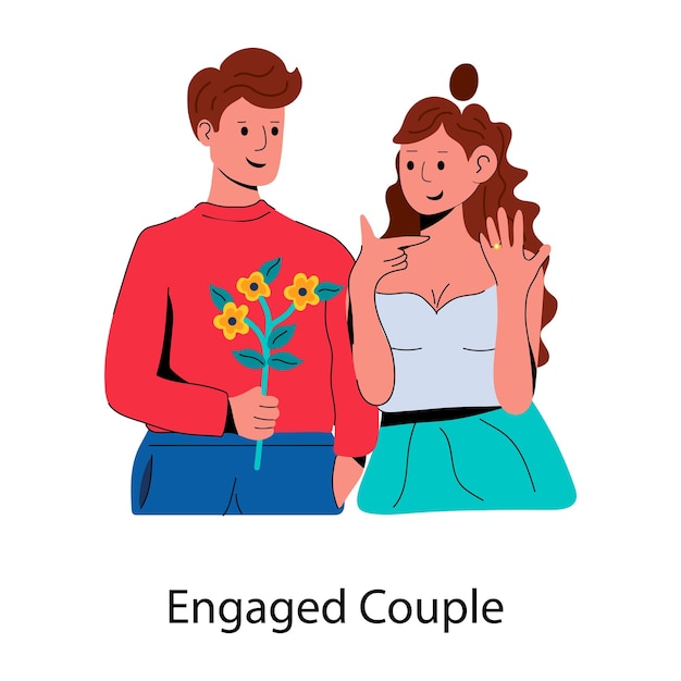 Listo para usar el icono plano de la pareja comprometida