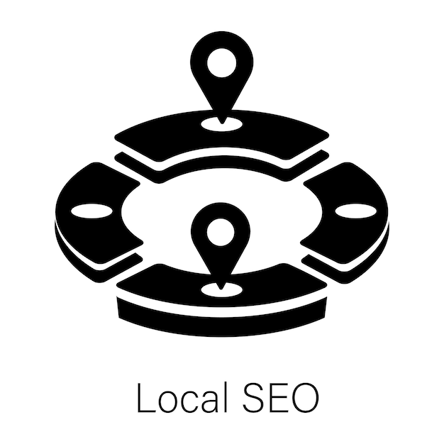 Listo para usar el icono sólido de SEO local