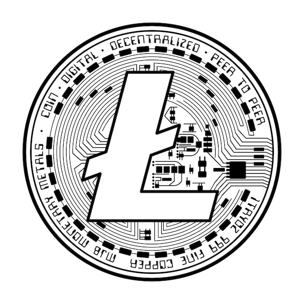 Litecoin moneda silueta negra