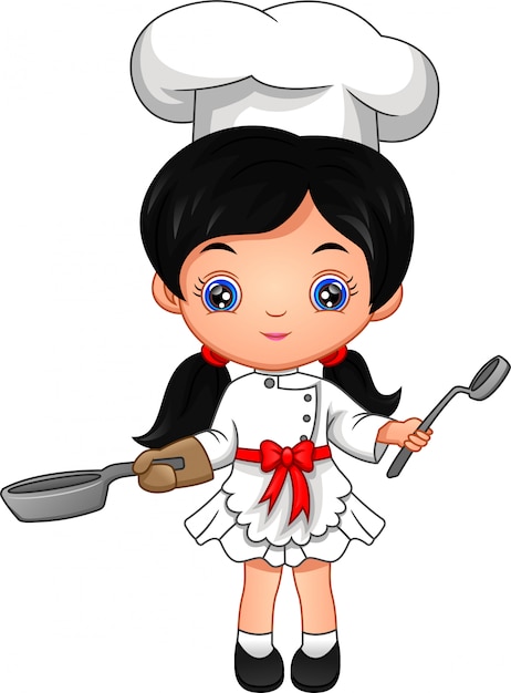 Vector little girl chef