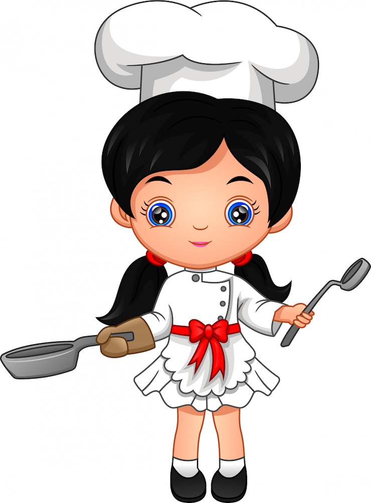 Vector little girl chef