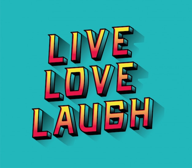 Live love risa diseño de letras, tipografía retro y tema cómico