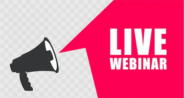 Live Webinar Icon Diseño plano con megáfono.