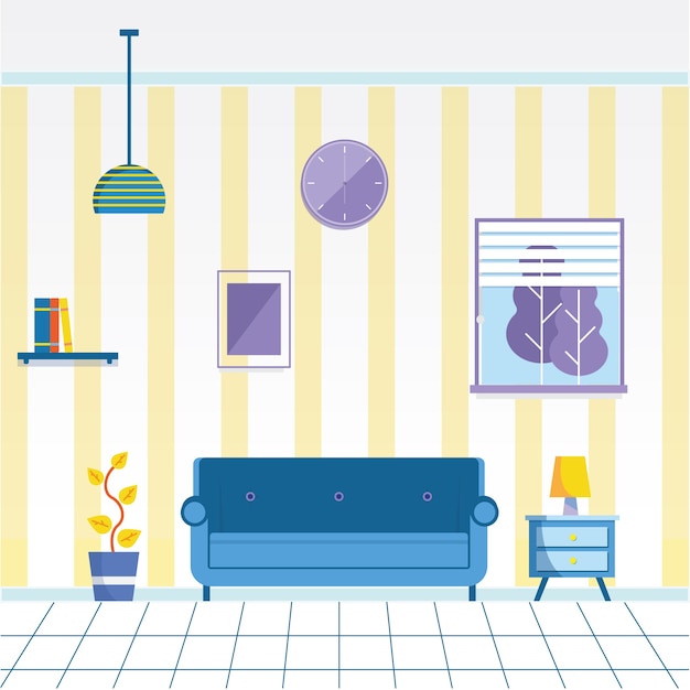 Vector living room home furniture icons