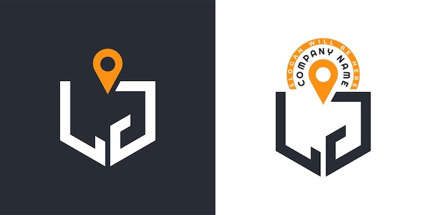 LJ Lugar Logo Bundle Carta LJ Logo Iconos de doble vector para el reclutamiento y la navegación