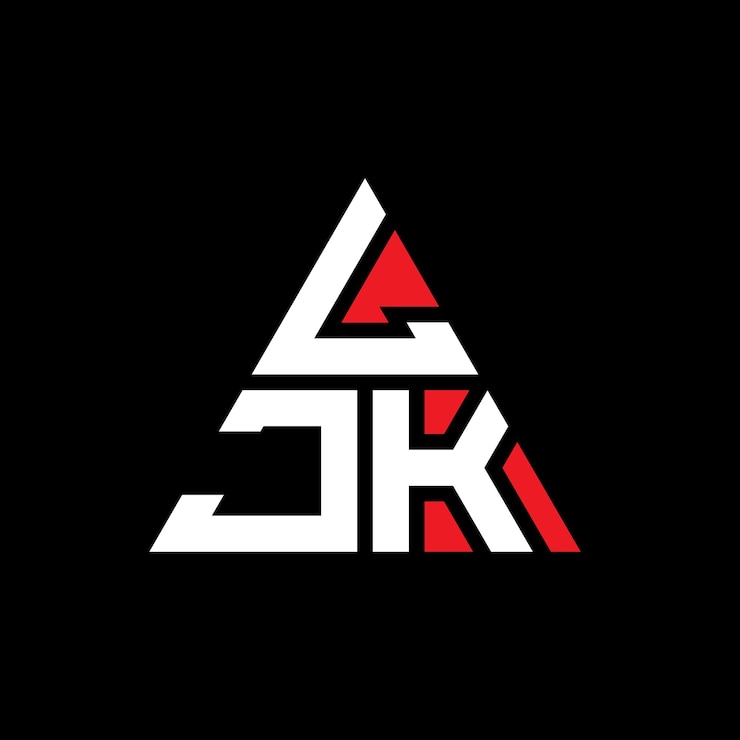 Vector ljk triángulo letra diseño de logotipo con forma de triángulo ljk logotipo triángulo diseño monograma ljk vector triángulo logotipo plantilla con color rojo logotipo triangular ljk sencillo elegante y lujoso logotipo