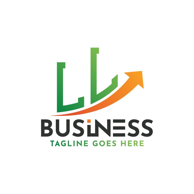 LL Logo Finanzas Carta LL Logo Éxito empresarial LL Arco de crecimiento Diseño del logotipo Éxito financiero