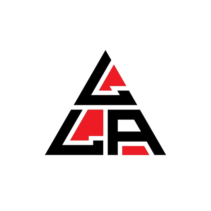 Vector lla diseño de logotipo de letra triangular con forma de triángulo lla diseño del logotipo del triángulo monograma lla triángulo vectorial plantilla del logotipo con color rojo lla logotipo triangular sencillo elegante y lujoso