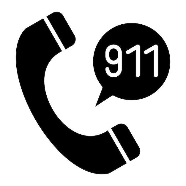 Llama al 911. Ilustración en negro sólido de glifo