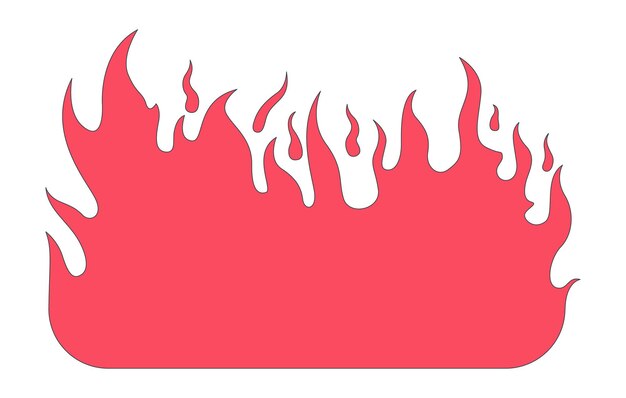 Llama ardiente objeto de dibujos animados lineal 2D fuego crepitante elemento vectorial de línea aislado fondo blanco fuego salvaje caliente peligroso fuego de campamento fuego de campamento fuego de infierno color plano ilustración