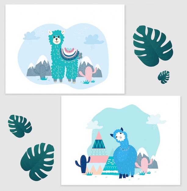 Vector llama y cactus clipart bundle, no drama llamas graphics set.