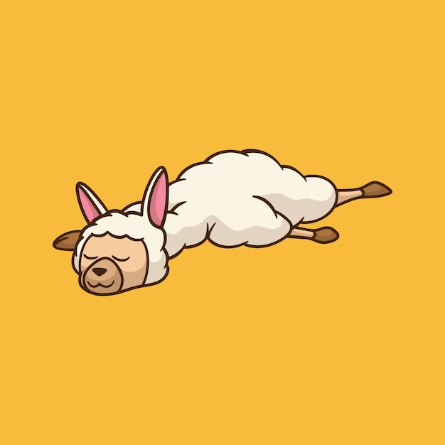 Llama de dibujos animados durmiendo en naranja