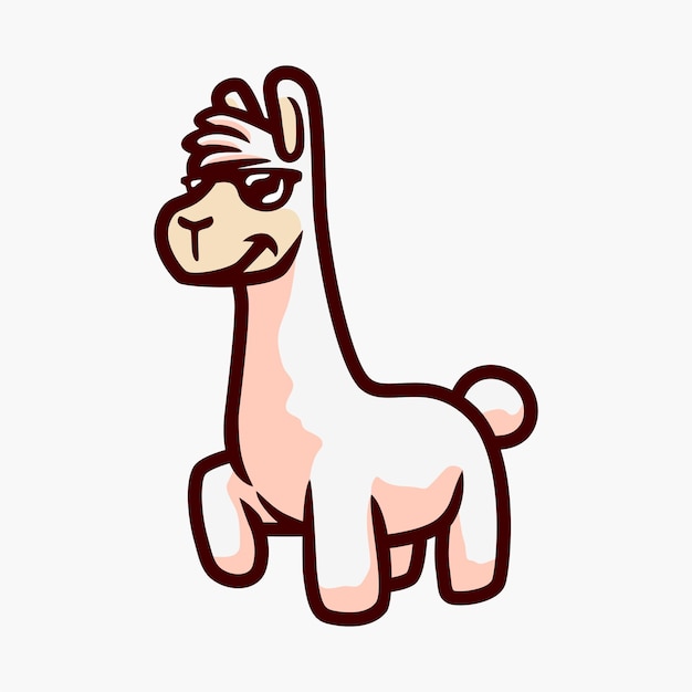 Una llama de dibujos animados con gafas de sol y un fondo blanco.