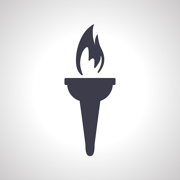 Llama de fuego de antorcha ardiente con icono de columna de pilar icono de antorcha olímpica