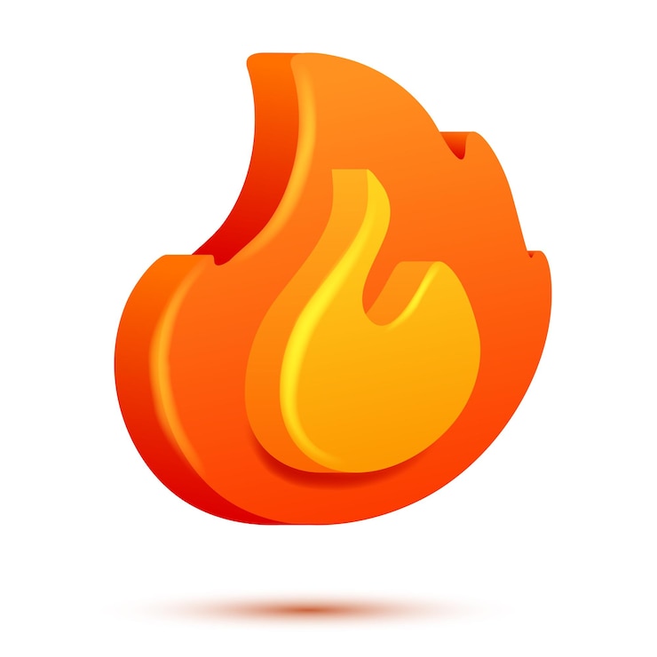 Vector llama de fuego d vector dibujos animados d ilustración vectorial aislada