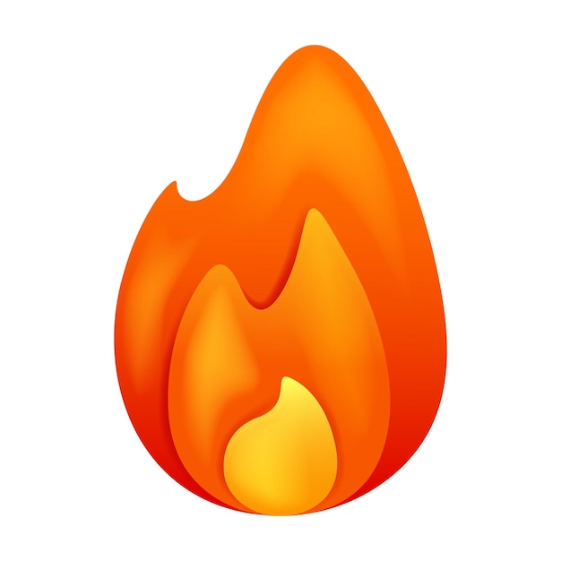 Llama de fuego d vector dibujos animados d ilustración vectorial aislada