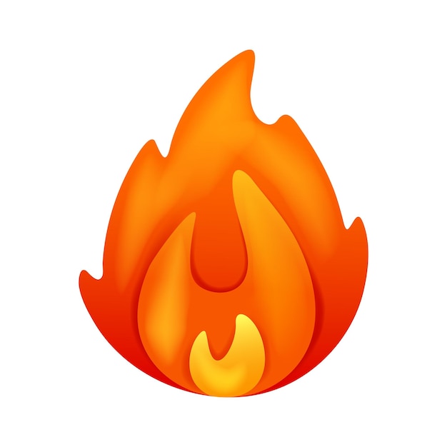 Llama de fuego d vector dibujos animados d ilustración vectorial aislada