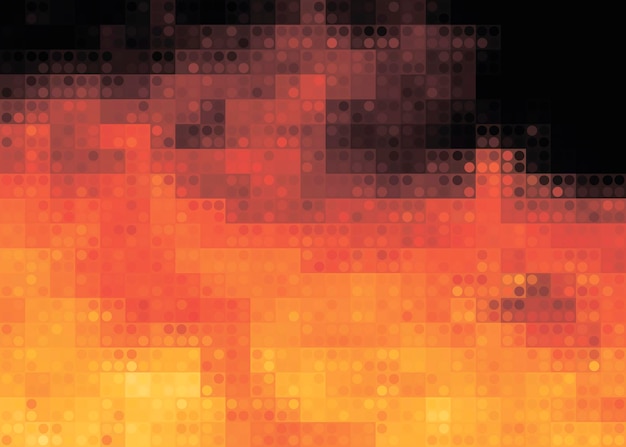llama de fuego en fondo negro imagen vector de píxeles digital abstracta