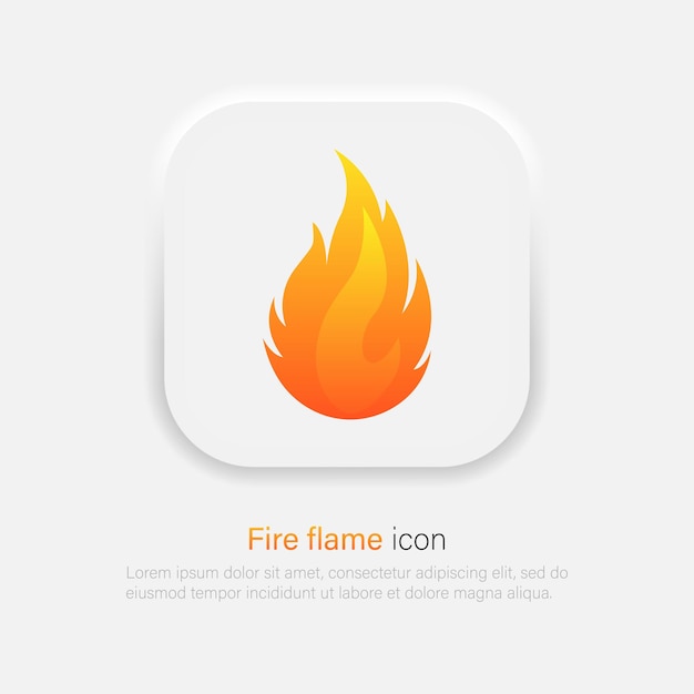 Llama de fuego Icono de gradiente ardiente en estilo moderno de neumorfismo Vector EPS 10