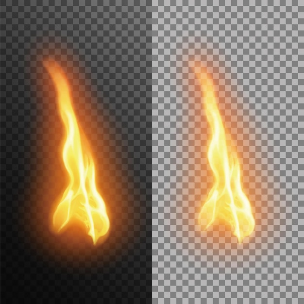 Vector llama de fuego realista aislada en un fondo transparente vector de efecto de fuego huevo ardiente