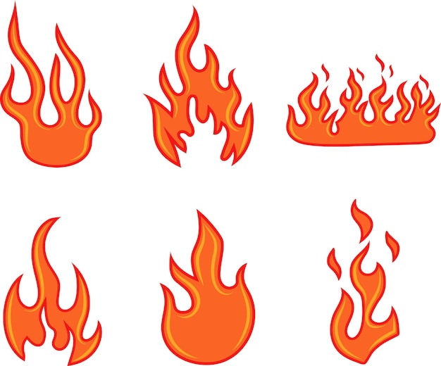 Llama icono dibujos animados fuego vector arte