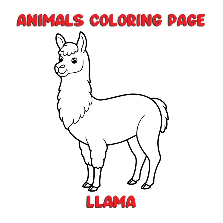 Vector llama lindo contorno arte ilustración página de colorear libro para niños