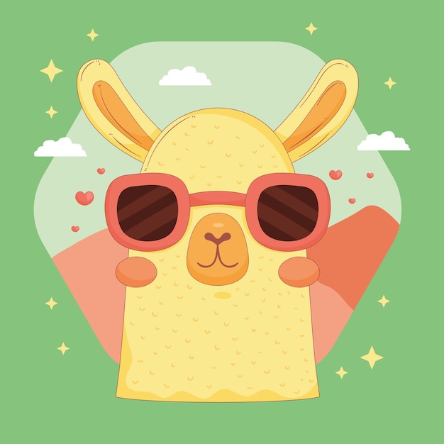 Llama peruana con gafas de sol