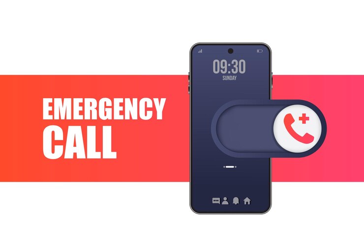 Vector llamada de emergencia roja con smartphone para el diseño de concepto vector de icono de llamada concepto de línea directa
