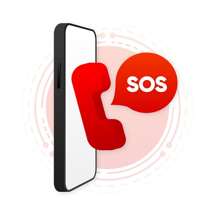 Vector llamada de emergencia sos llamando al 911 llamada de emergencia un grito de ayuda concepto de línea directa ilustración vectorial