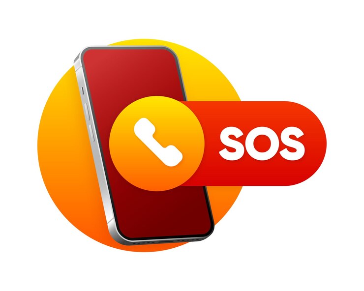 Vector llamada de emergencia sos llamando al 911 llamada de emergencia un grito de ayuda concepto de línea directa ilustración vectorial