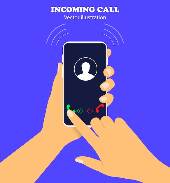 Vector llamada entrante por teléfono.