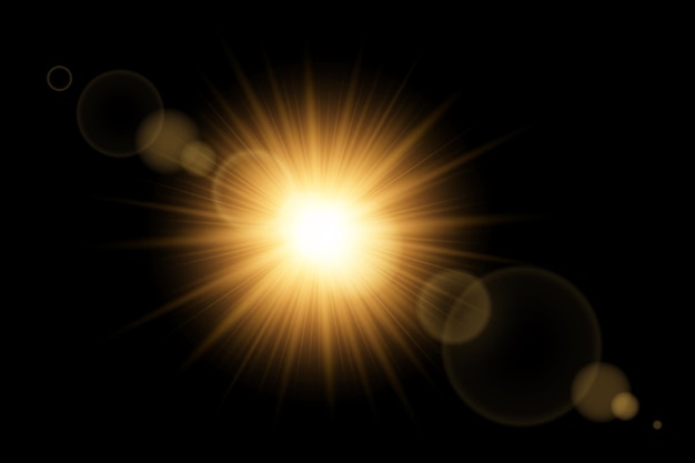 Llamada de sol brillante con brillo radiante y rayo de sol vibrante efecto de luz solar abstracto con rayos dorados y
