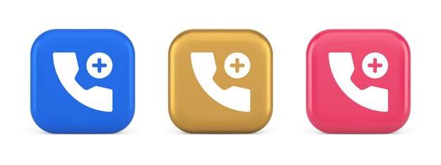 Llamada telefónica añadir contacto botón de comunicación remotamente voz interfaz web aplicación 3D iconos realistas