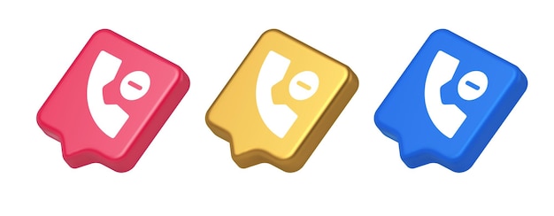 Llamada telefónica borrar contacto botón de comunicación conversación de voz interfaz web aplicación icono 3D
