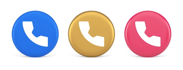 Llamada telefónica contacto botón de comunicación de voz diseño de aplicaciones web icono realista 3d