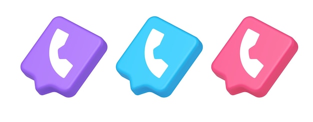 Llamada telefónica contacto botón de comunicación de voz diseño de aplicaciones web icono realista 3d