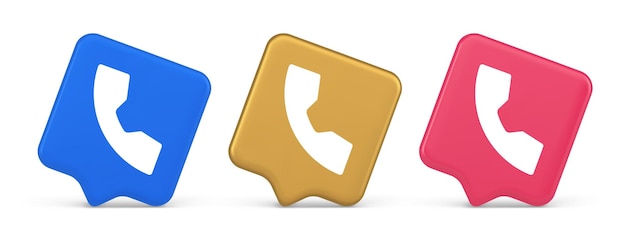 Llamada telefónica contacto botón de comunicación de voz diseño de aplicaciones web icono realista 3d