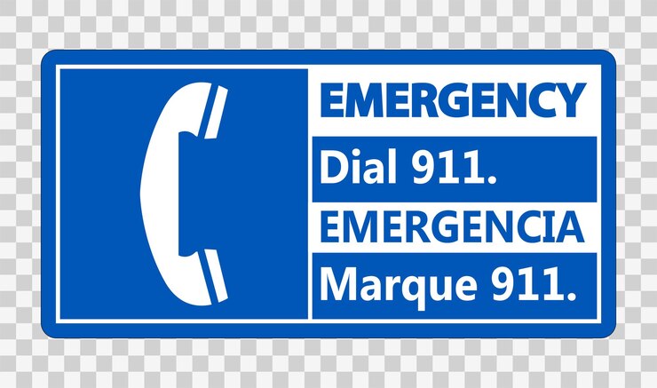 Vector llamado de emergencia bilingüe al 911 signo en ilustración vectorial de fondo transparente