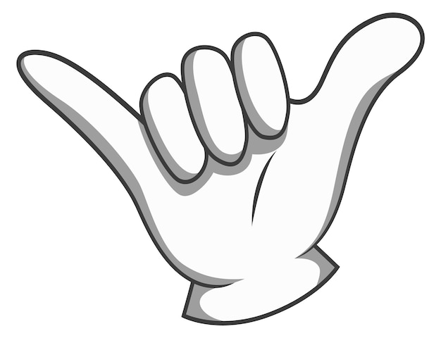 Llamame el gesto de la mano cómica en el guante retro.