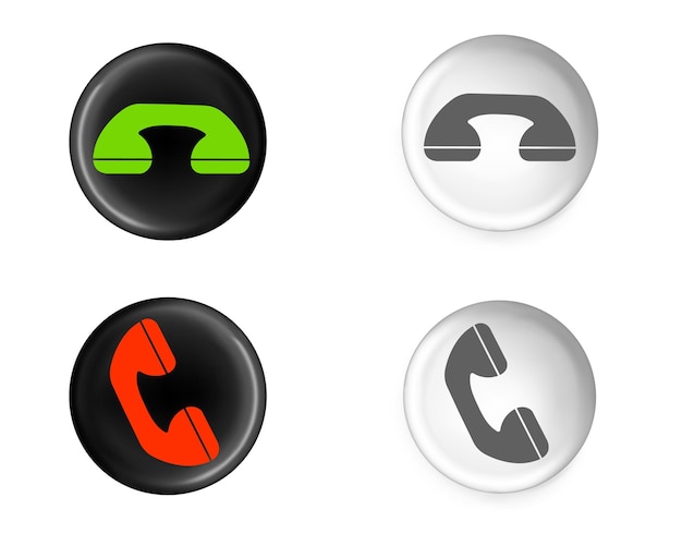 Llamando al teléfono Colección de iconos de vector circular plano Respuesta y declinación verde y rojo