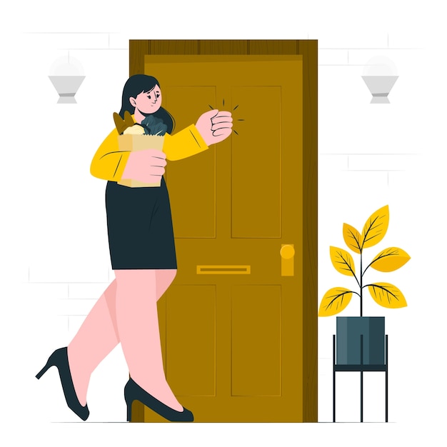 Llamando a la ilustración del concepto de puerta